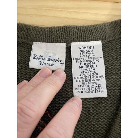 Vintage Plus 18 20 Fall Embroidered Sweater Vest Brown Button Front Leaves Acorn - Picture 5 of 10